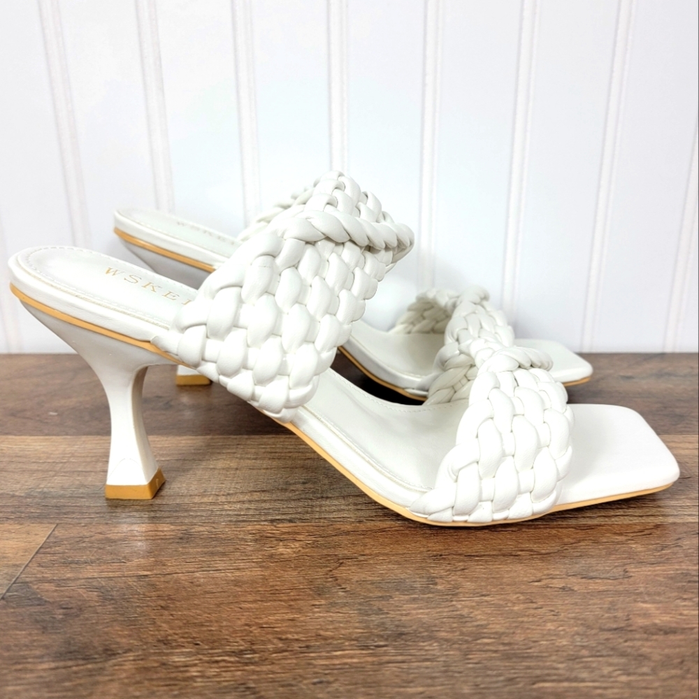 🆕️ WSKEISP Square Toe Braided Slip-on Heels